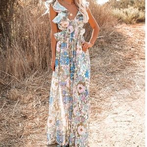 Zabelle Floral Ruffle Cutout Maxi Dress Vici